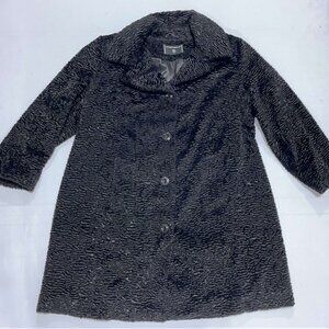 Classy Simple Portrait SOFT Women's Faux Rippled Fur Coat Large
